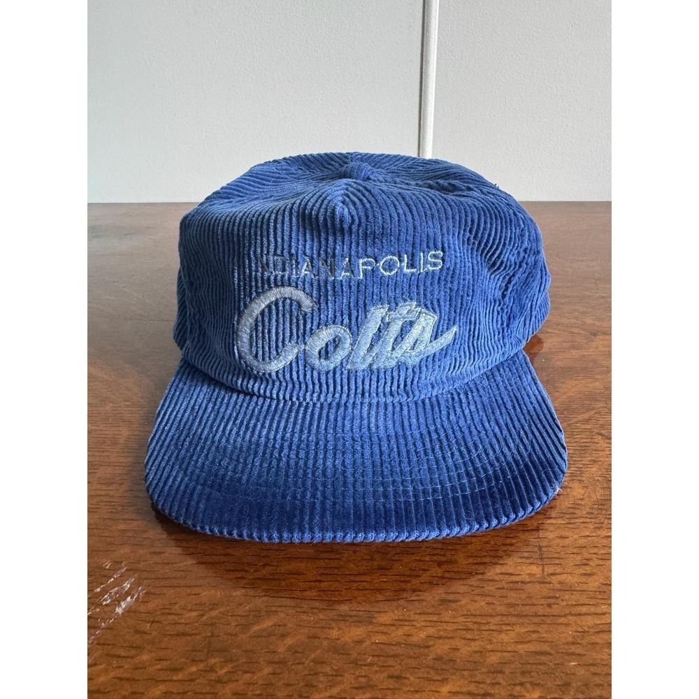 VTG Indianapolis Colts Hat Corduroy Script One Size Blue NFL Sports Specialties